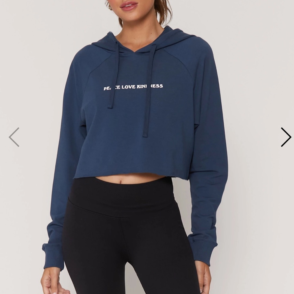 NWT Spiritual Gangster Kindness Luna Crop Hoodie - M - Faded Navy
